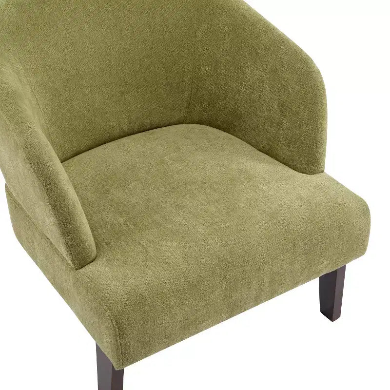Fauteuil d’appoint moderne avec dossier arrondi et pieds en bois, revêtement en tissu doux, pour le salon ou le bureau
