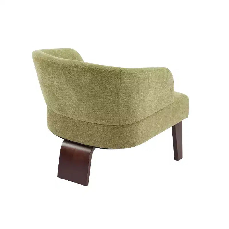 Fauteuil d’appoint moderne avec dossier arrondi et pieds en bois, revêtement en tissu doux, pour le salon ou le bureau