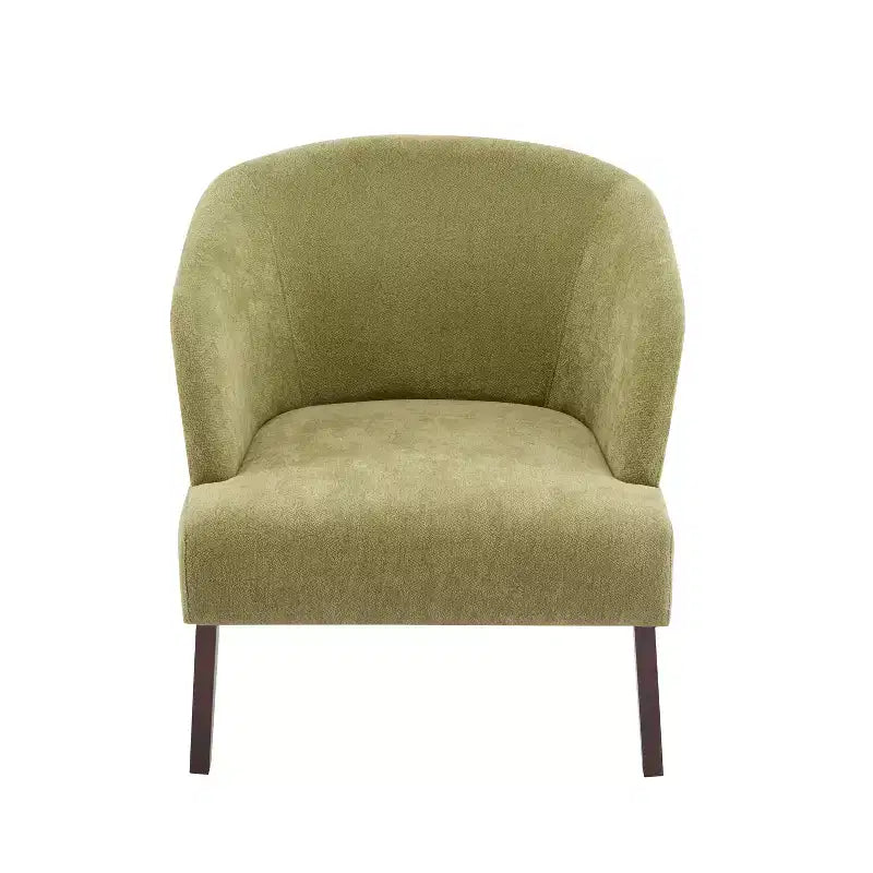 Fauteuil d’appoint moderne avec dossier arrondi et pieds en bois, revêtement en tissu doux, pour le salon ou le bureau
