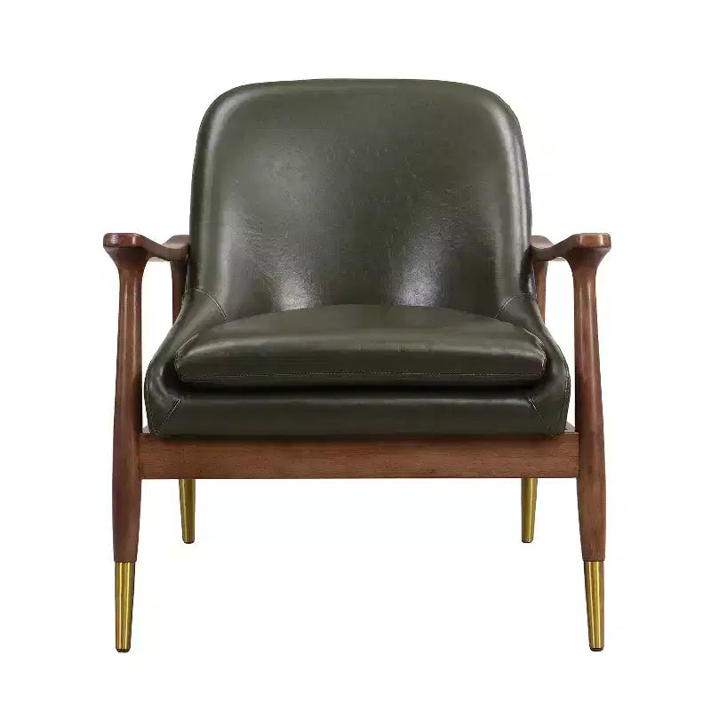 74,2 cm Akzentstuhl im Mid-Century-Stil aus Kunstleder mit messingfarbenen Beinen, für Wohnzimmer oder Büro