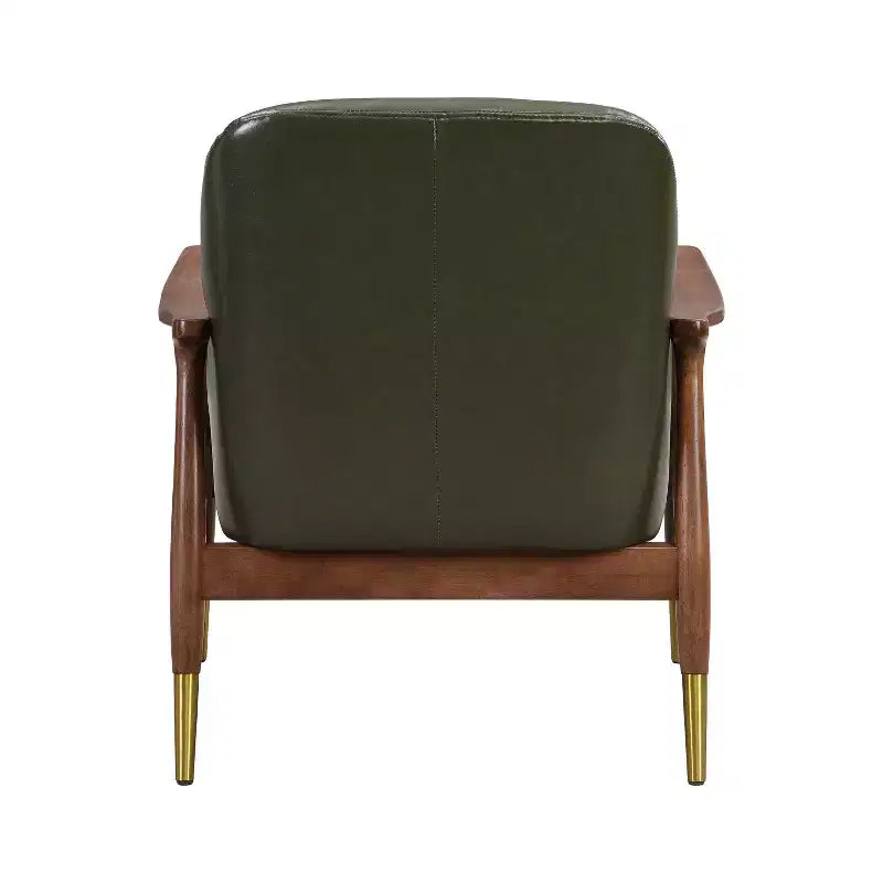 74,2 cm Akzentstuhl im Mid-Century-Stil aus Kunstleder mit messingfarbenen Beinen, für Wohnzimmer oder Büro