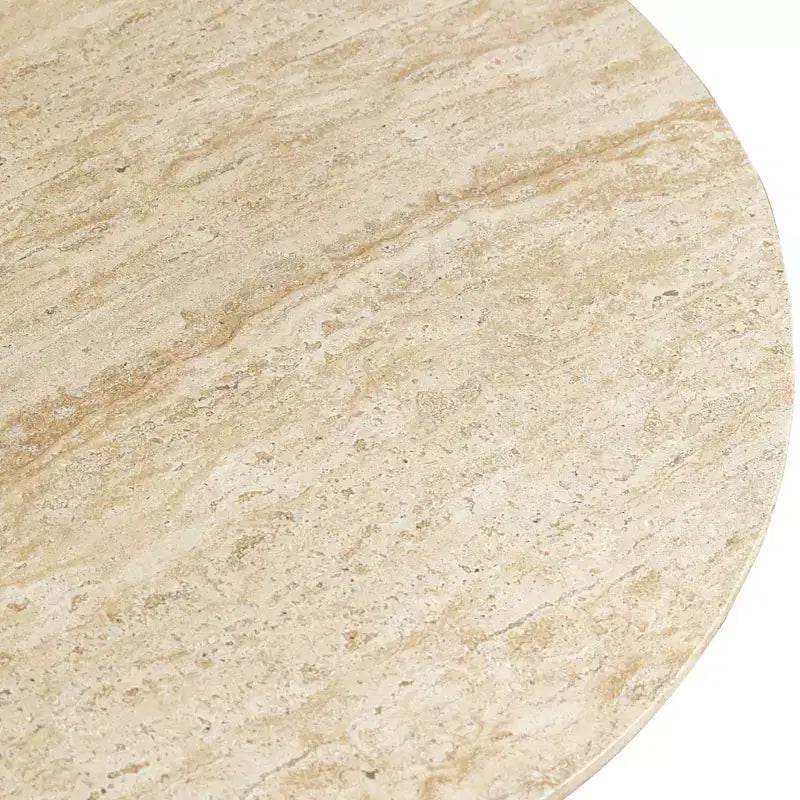 Runder Couchtisch, Akzenttisch mit Fiberstone-Sockel für den Innen- oder Außenbereich, skulpturales Design mit rutschfesten Fußgleitern