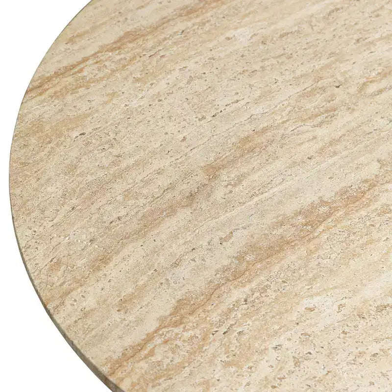 Runder Couchtisch, Akzenttisch mit Fiberstone-Sockel für den Innen- oder Außenbereich, skulpturales Design mit rutschfesten Fußgleitern