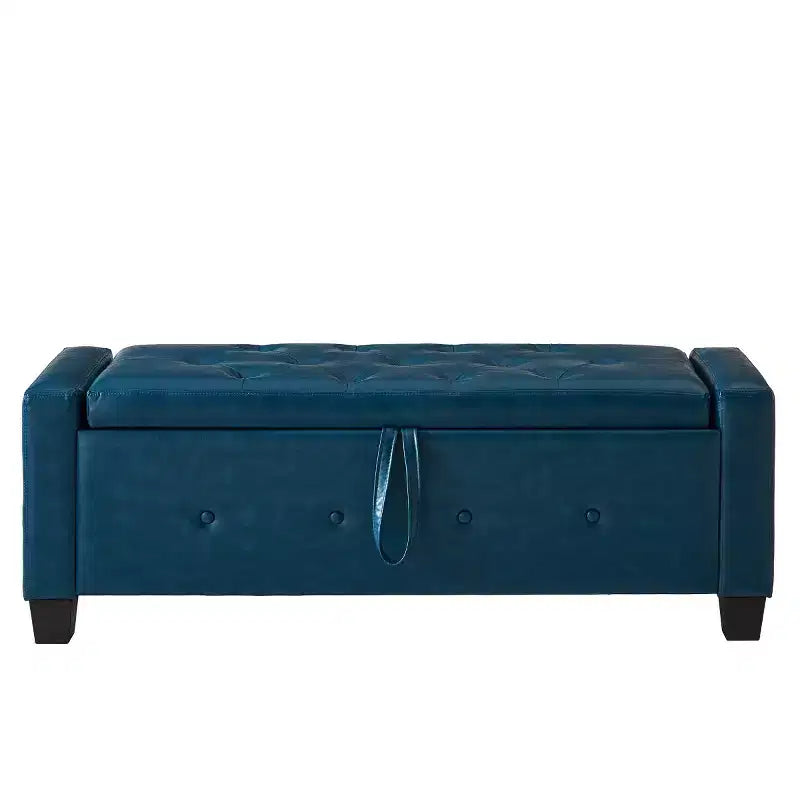 Banc de rangement moderne de 48 po en similicuir PU avec couvercle rabattable, pour le salon, la chambre ou l’entrée