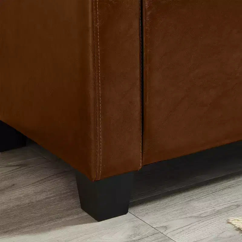 Banc de rangement moderne de 48 po en similicuir PU avec couvercle rabattable, pour le salon, la chambre ou l’entrée