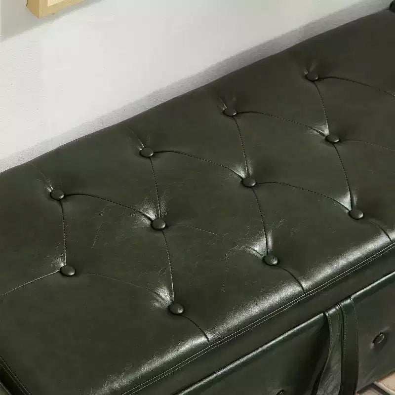Banc de rangement moderne de 48 po en similicuir PU avec couvercle rabattable, pour le salon, la chambre ou l’entrée