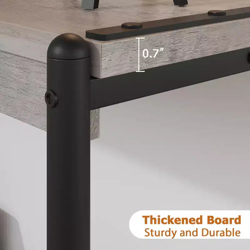 101,6 cm Konsolentisch im Landhausstil mit 2 Ablagen, grauer Tisch mit Lattenoptik für Sofa und Eingangsbereich