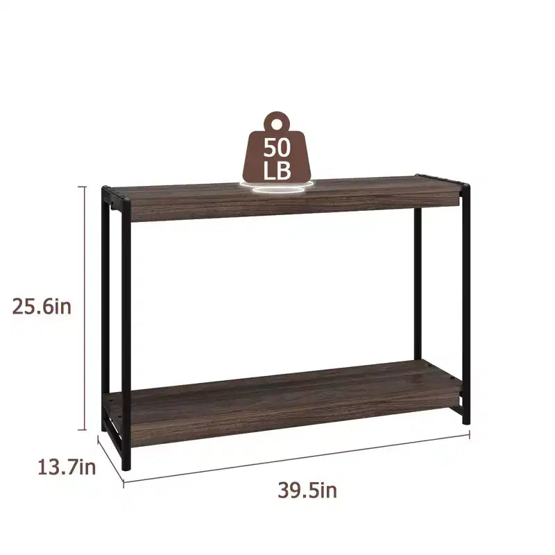 101,6 cm Konsolentisch im Landhausstil mit 2 Ablagen, grauer Tisch mit Lattenoptik für Sofa und Eingangsbereich