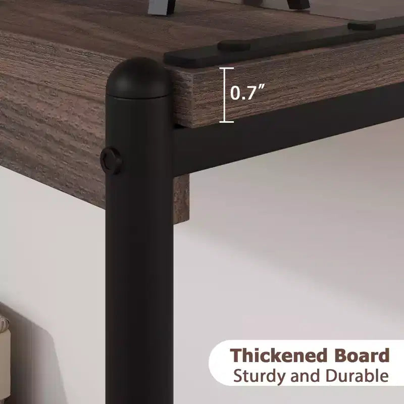 101,6 cm Konsolentisch im Landhausstil mit 2 Ablagen, grauer Tisch mit Lattenoptik für Sofa und Eingangsbereich