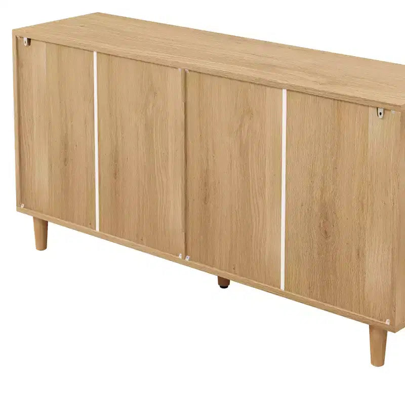 150 cm Rattan-Aufbewahrungsschrank mit 6 Schubladen und weißen Schubladenführungen, geeignet für Schlafzimmer, mit Stauraum, Natur