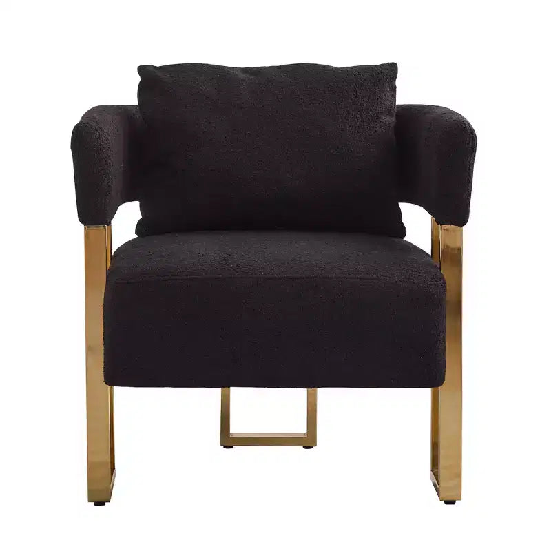 Ensemble de 2 fauteuils d’appoint modernes avec revêtement en polaire teddy et pieds en métal doré