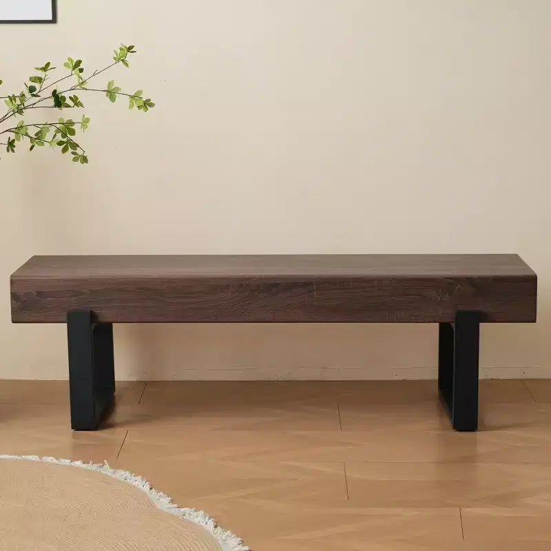 Banc de salle à manger de style campagnard de 59 po avec plateau en MDF et pieds en métal, polyvalent