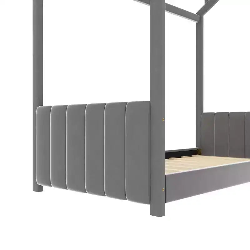 Cama aterciopelada para habitación infantil, gris