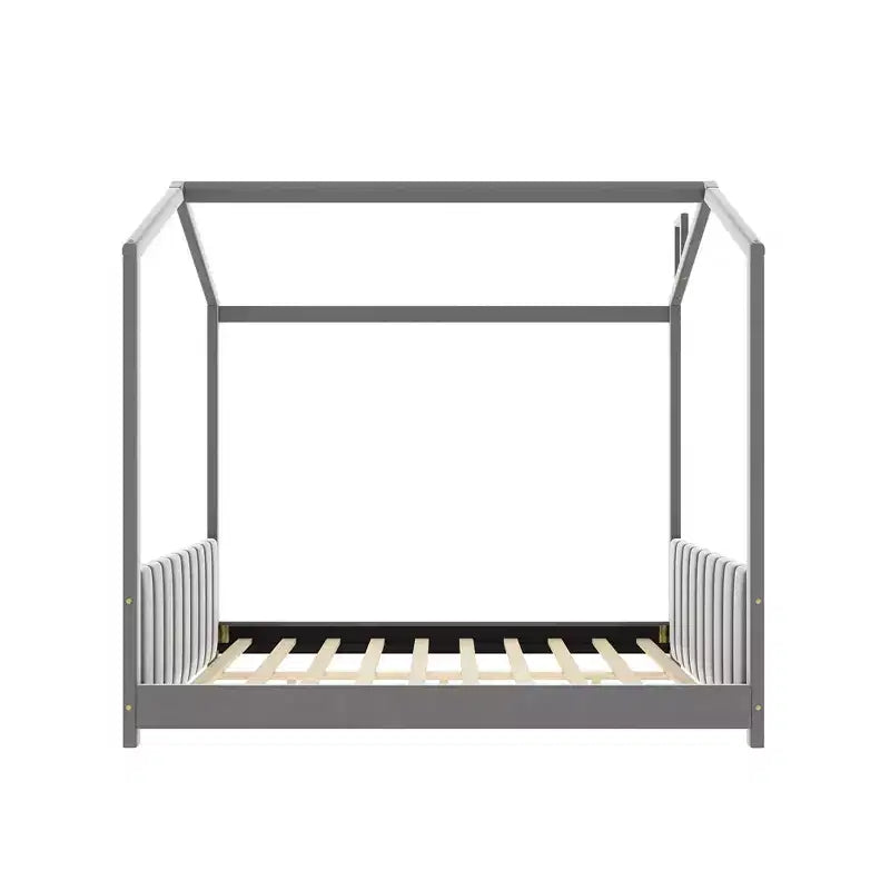 Cama aterciopelada para habitación infantil, gris