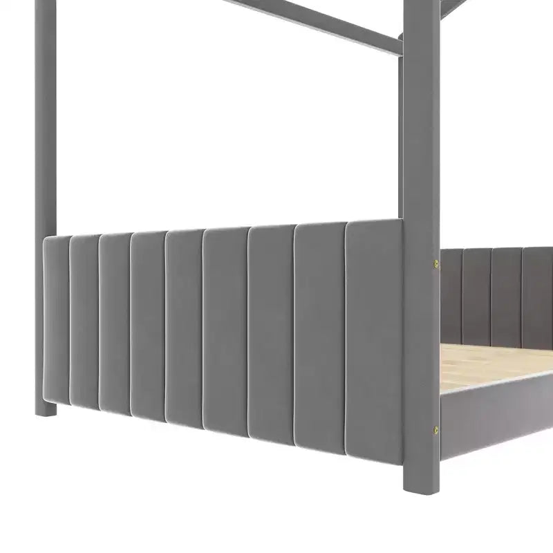 Cama aterciopelada para habitación infantil, gris
