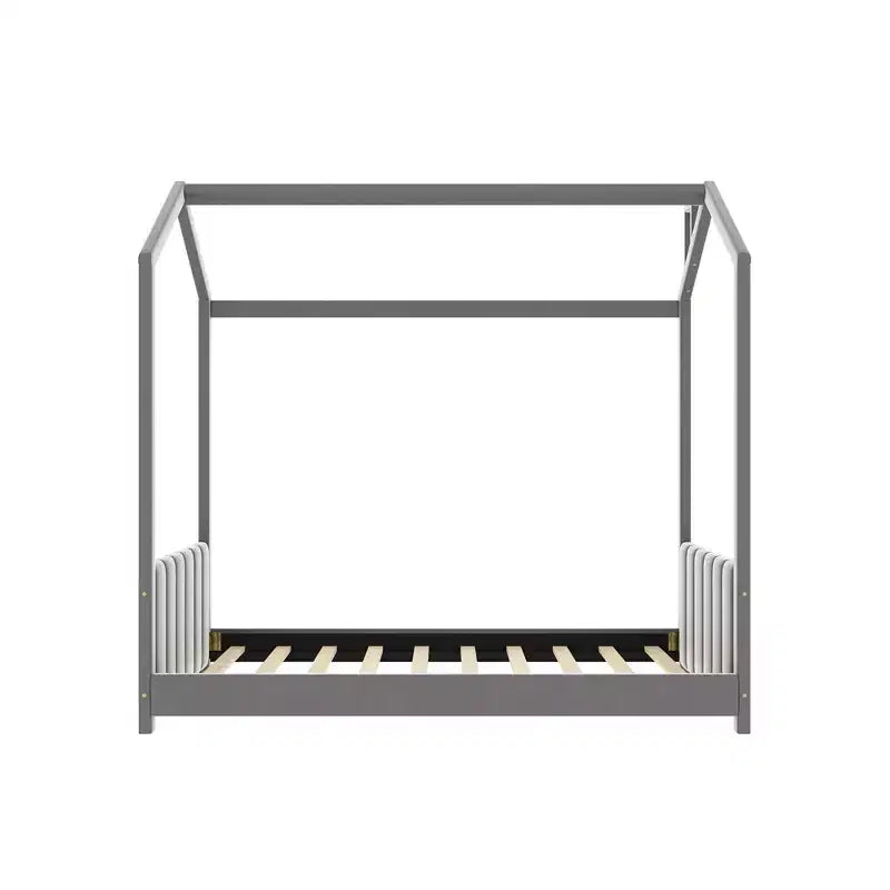Cama aterciopelada para habitación infantil, gris