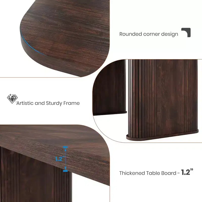 Mesa de comedor para 6-8 personas - Mesa de cocina moderna y larga de 62 con tablero grande y patas de pedestal resistentes, mesa de comedor rectangular