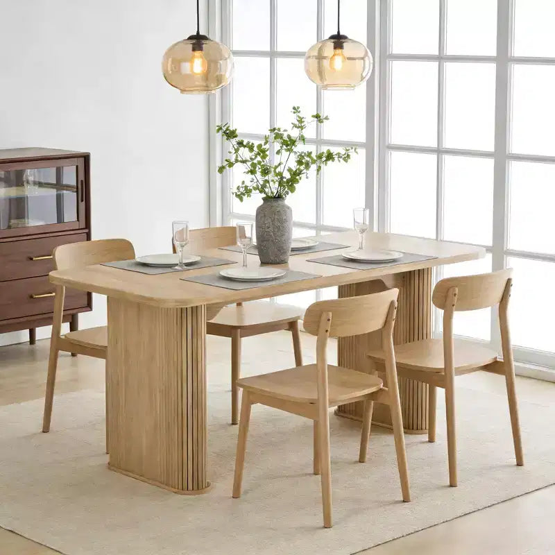 Mesa de comedor para 6-8 personas - Mesa de cocina moderna y larga de 62 con tablero grande y patas de pedestal resistentes, mesa de comedor rectangular