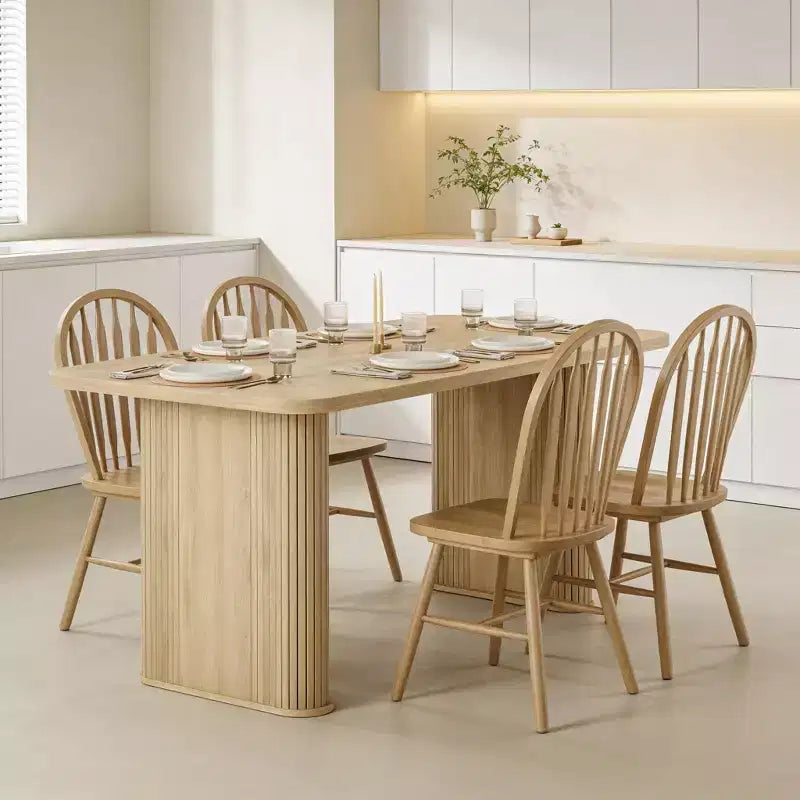 Mesa de comedor para 6-8 personas - Mesa de cocina moderna y larga de 62 con tablero grande y patas de pedestal resistentes, mesa de comedor rectangular