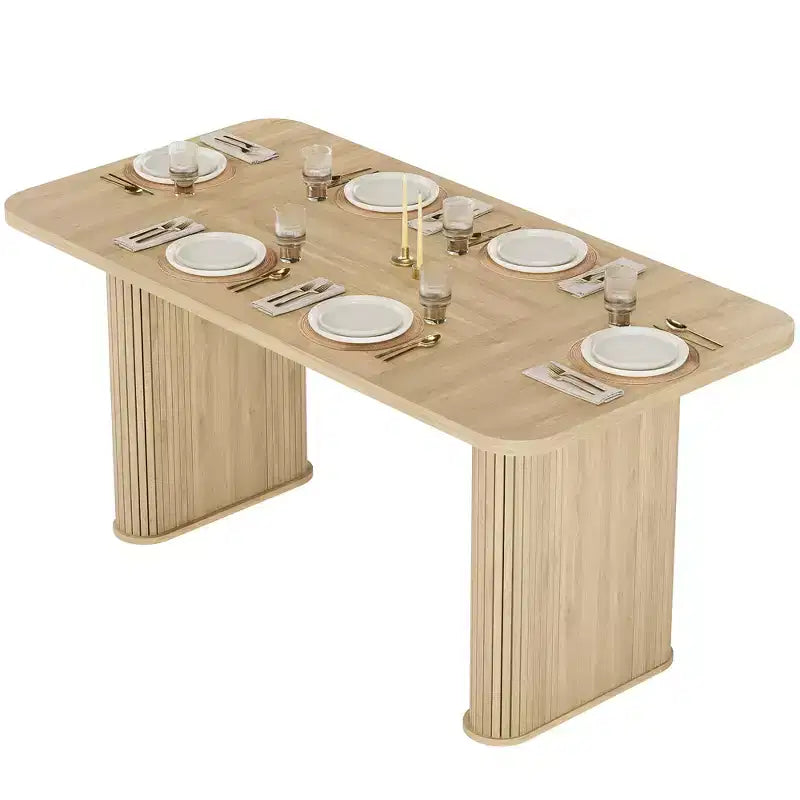 Mesa de comedor para 6-8 personas - Mesa de cocina moderna y larga de 62 con tablero grande y patas de pedestal resistentes, mesa de comedor rectangular