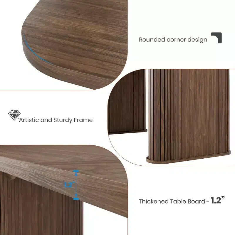 Mesa de comedor para 6-8 personas - Mesa de cocina moderna y larga de 62 con tablero grande y patas de pedestal resistentes, mesa de comedor rectangular