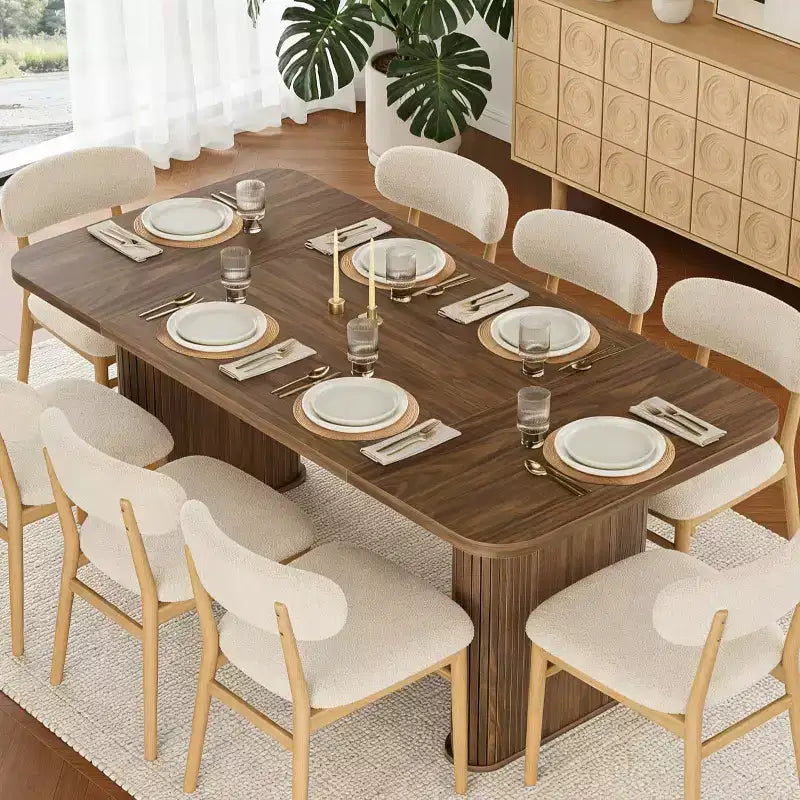 Mesa de comedor para 6-8 personas - Mesa de cocina moderna y larga de 62 con tablero grande y patas de pedestal resistentes, mesa de comedor rectangular