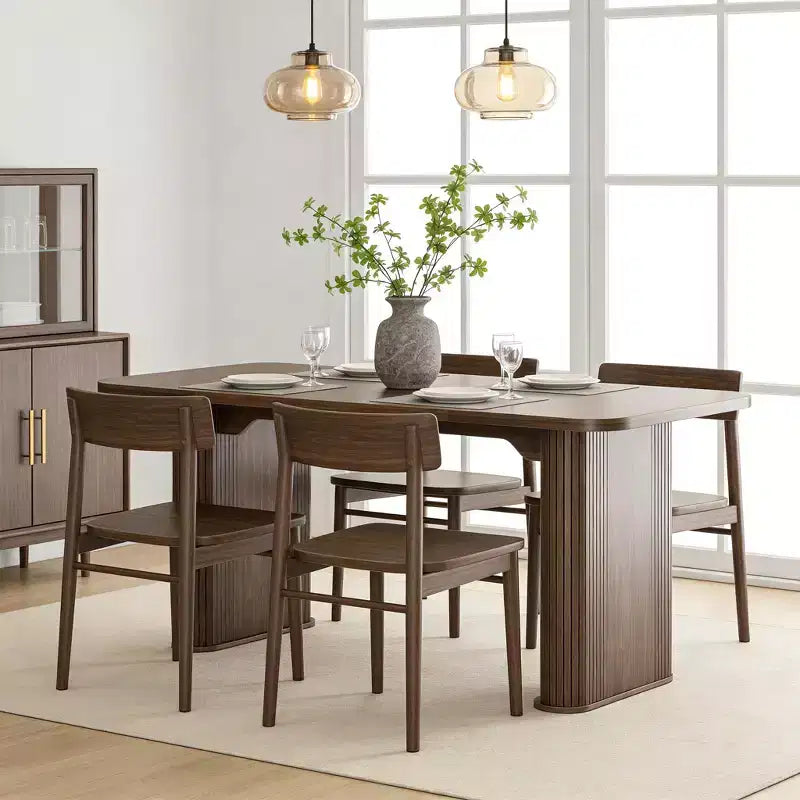 Mesa de comedor para 6-8 personas - Mesa de cocina moderna y larga de 62 con tablero grande y patas de pedestal resistentes, mesa de comedor rectangular