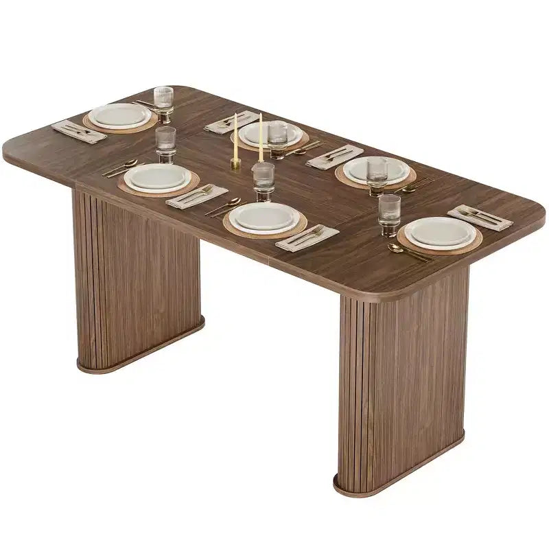 Mesa de comedor para 6-8 personas - Mesa de cocina moderna y larga de 62 con tablero grande y patas de pedestal resistentes, mesa de comedor rectangular