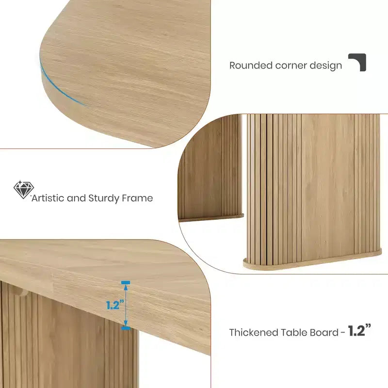 Mesa de comedor para 6-8 personas - Mesa de cocina moderna y larga de 62 con tablero grande y patas de pedestal resistentes, mesa de comedor rectangular