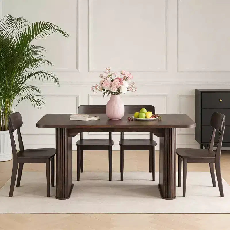 Mesa de comedor para 6-8 personas - Mesa de cocina moderna y larga de 62 con tablero grande y patas de pedestal resistentes, mesa de comedor rectangular