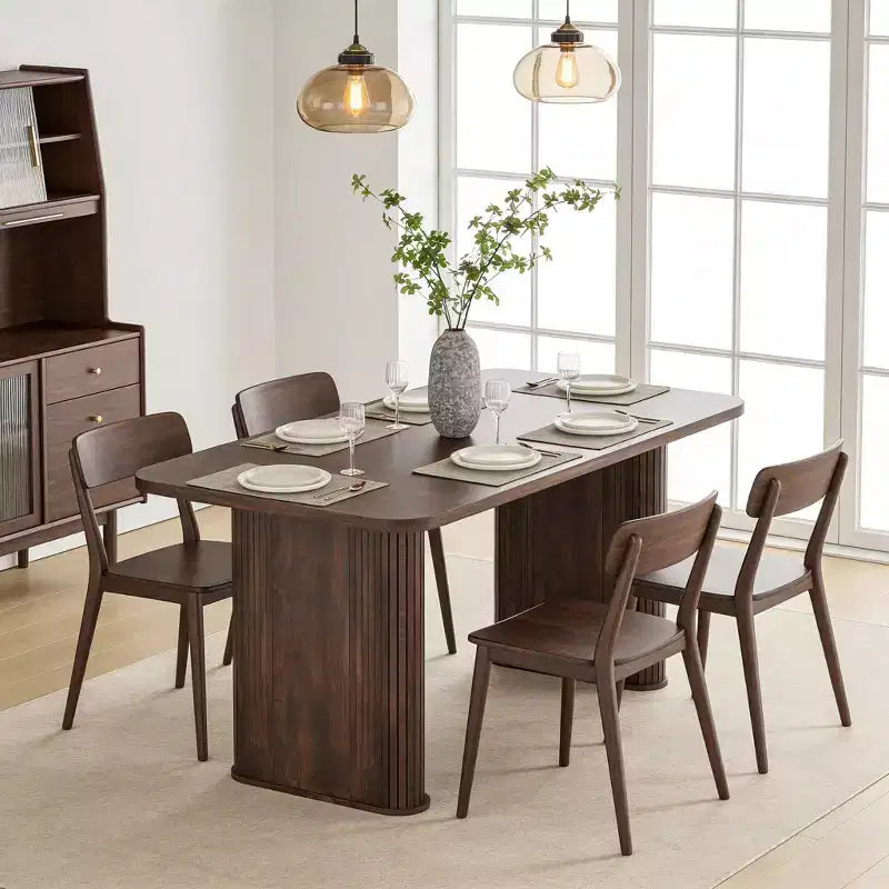 Mesa de comedor para 6-8 personas - Mesa de cocina moderna y larga de 62 con tablero grande y patas de pedestal resistentes, mesa de comedor rectangular