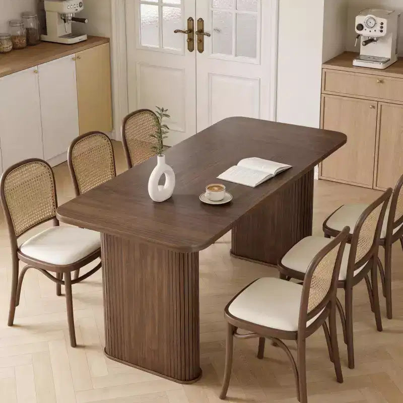Mesa de comedor para 6-8 personas - Mesa de cocina moderna y larga de 62 con tablero grande y patas de pedestal resistentes, mesa de comedor rectangular