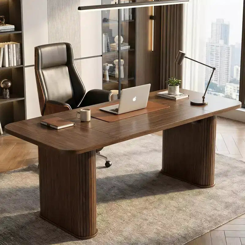 Table à manger pour 6 à 8 personnes - longue table de cuisine moderne de 62 avec grand plateau et pieds à piédestal robustes, table rectangulaire