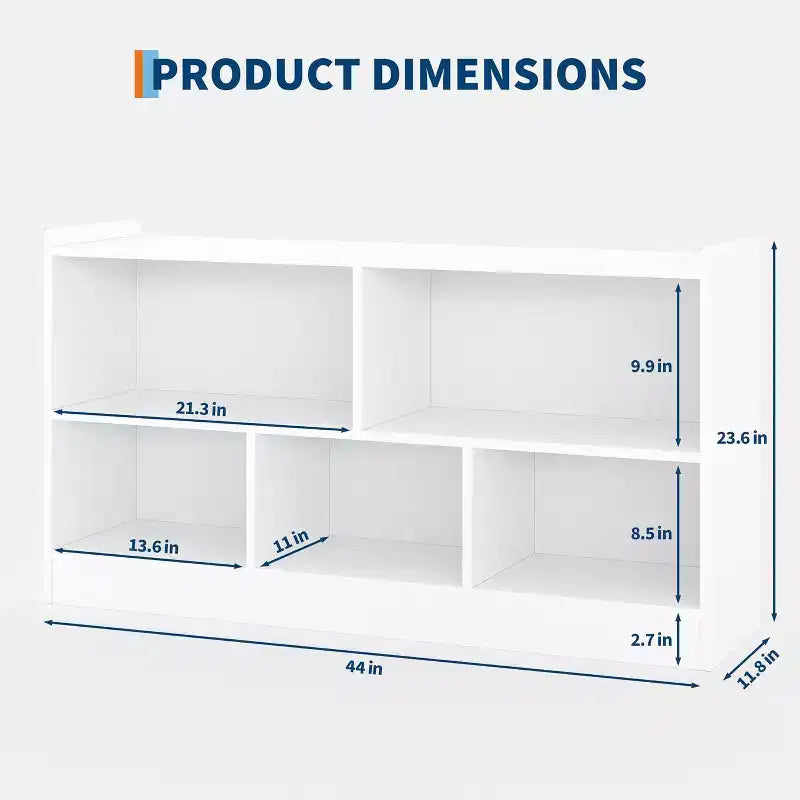 Organisateur de rangement pour jouets en bois, rangement scolaire à 5 compartiments pour livres et jouets, bibliothèque simple pour salle de jeux