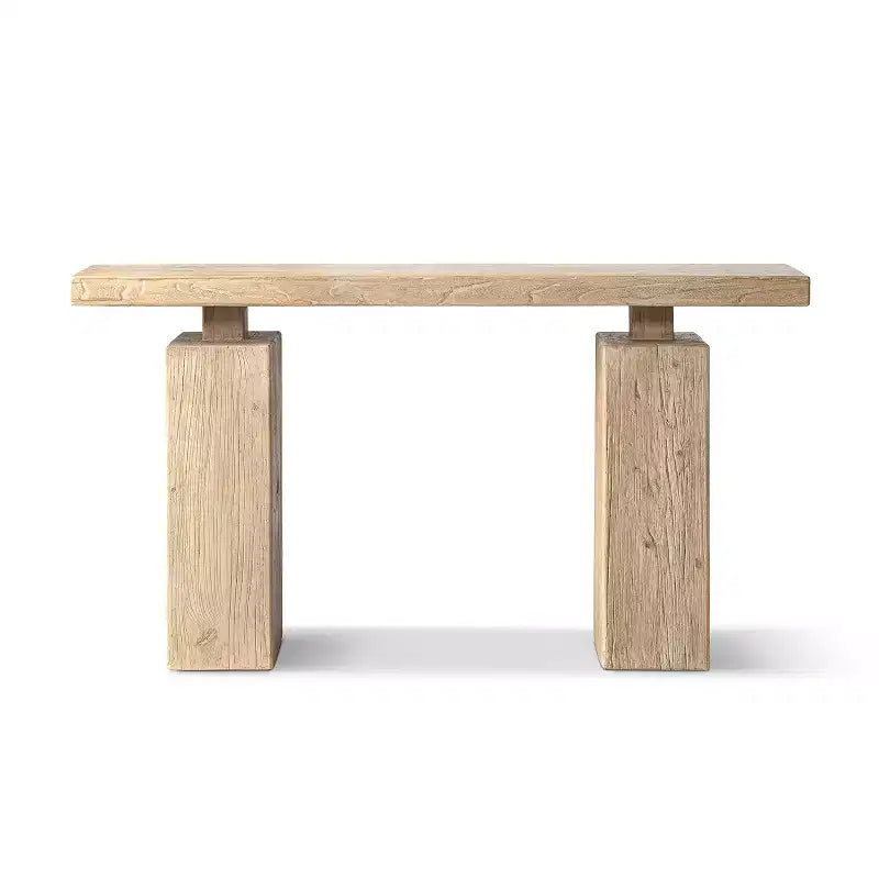 Console avec socle de 45 en orme massif recyclé
