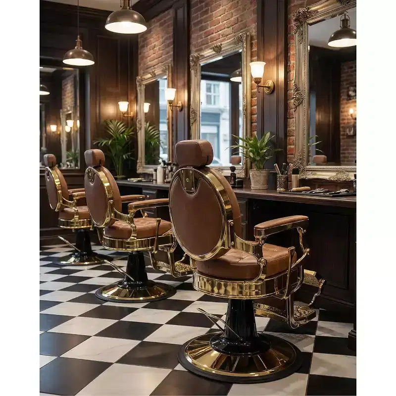 Vintage-Loungesessel mit verstellbarer Neigung, höhenverstellbar, um 360° drehbar, mit Kopfstütze und Fußstütze, Tragkraft 700 lbs