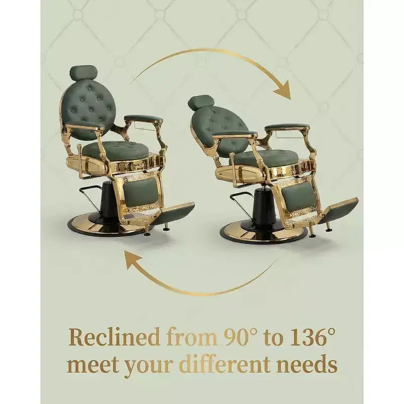 Vintage-Loungesessel mit verstellbarer Neigung, höhenverstellbar, um 360° drehbar, mit Kopfstütze und Fußstütze, Tragkraft 700 lbs