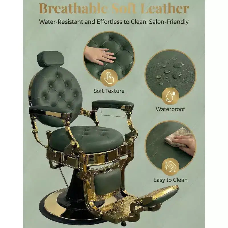 Vintage-Loungesessel mit verstellbarer Neigung, höhenverstellbar, um 360° drehbar, mit Kopfstütze und Fußstütze, Tragkraft 700 lbs