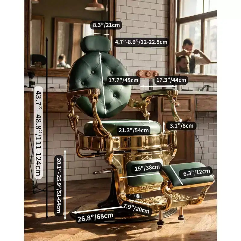 Vintage-Loungesessel mit verstellbarer Neigung, höhenverstellbar, um 360° drehbar, mit Kopfstütze und Fußstütze, Tragkraft 700 lbs