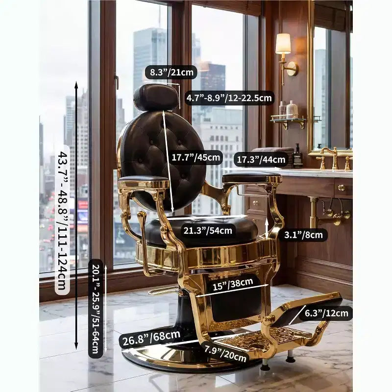 Vintage-Loungesessel mit verstellbarer Neigung, höhenverstellbar, um 360° drehbar, mit Kopfstütze und Fußstütze, Tragkraft 700 lbs