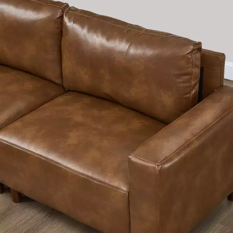 78.5 Mid-Century-Modern-Zweisitzer mit Kunstlederpolsterung