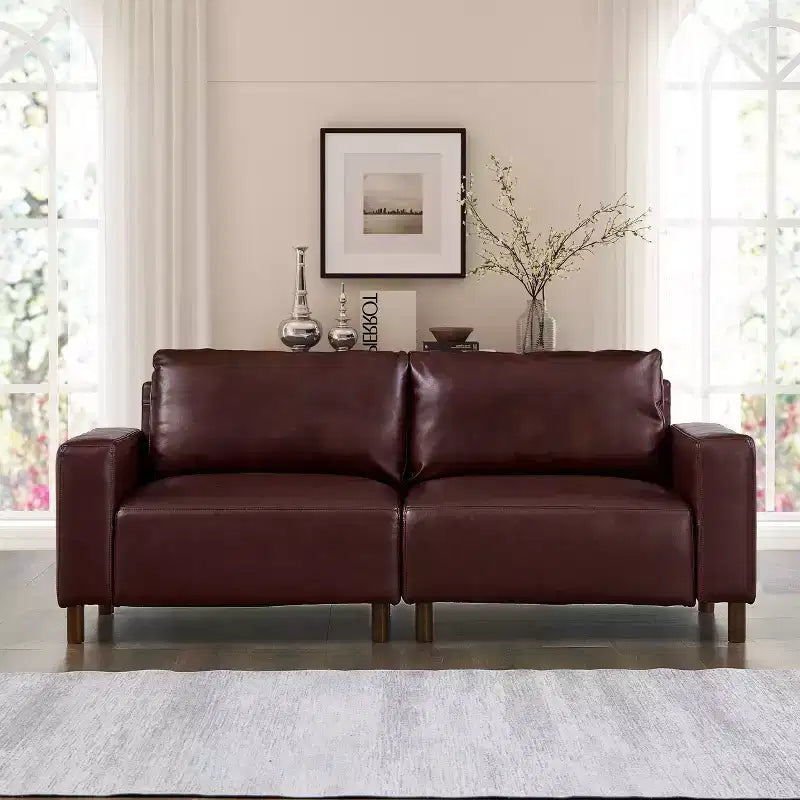78.5 Mid-Century-Modern-Zweisitzer mit Kunstlederpolsterung