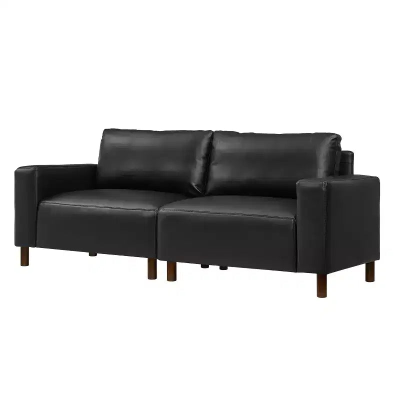 Causeuse moderne de style milieu du siècle de 78.5, rembourrée en similicuir