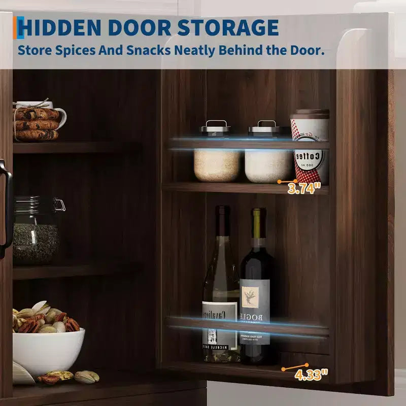 Alacena estilo granja, gabinete de cocina independiente con estantes ajustables, organizador multifuncional para cocina, comedor y sala
