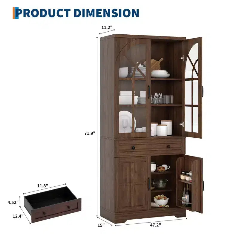Alacena estilo granja, gabinete de cocina independiente con estantes ajustables, organizador multifuncional para cocina, comedor y sala