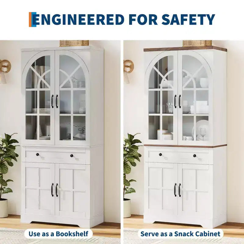 Alacena estilo granja, gabinete de cocina independiente con estantes ajustables, organizador multifuncional para cocina, comedor y sala