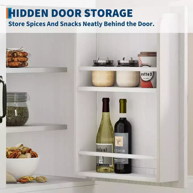 Alacena estilo granja, gabinete de cocina independiente con estantes ajustables, organizador multifuncional para cocina, comedor y sala