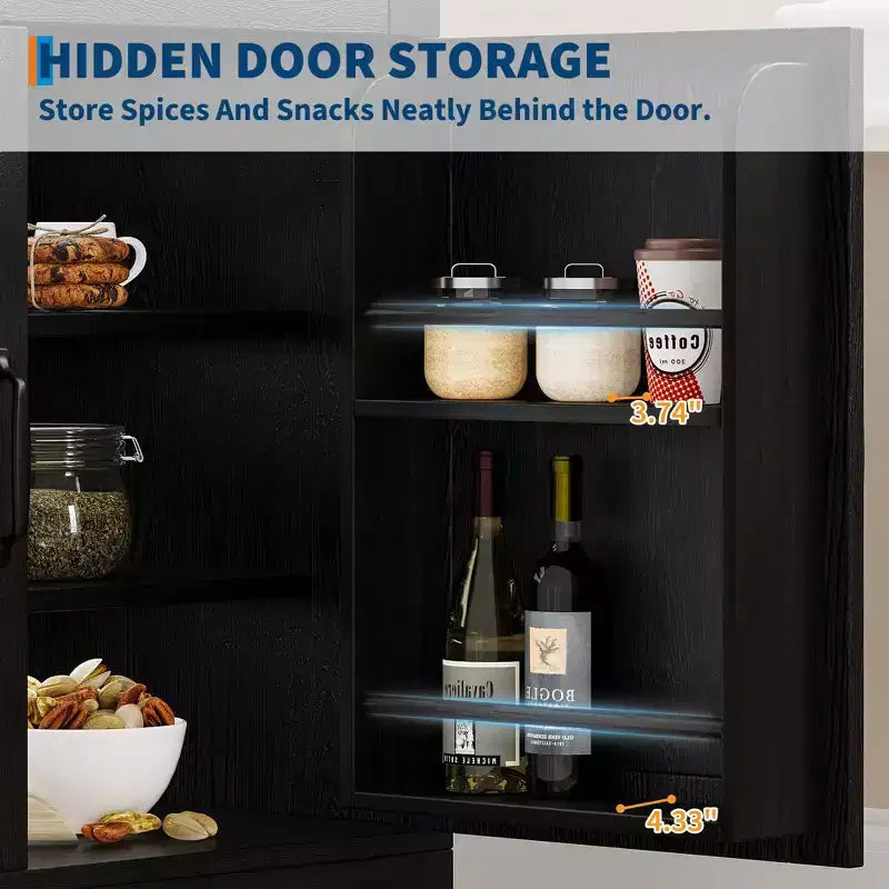 Alacena estilo granja, gabinete de cocina independiente con estantes ajustables, organizador multifuncional para cocina, comedor y sala