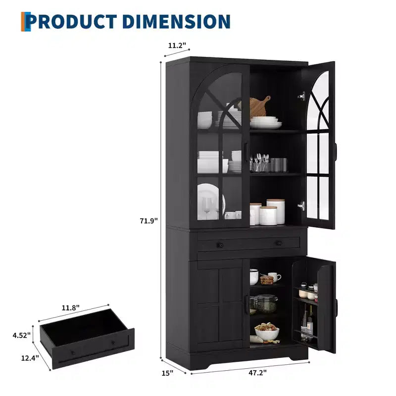 Alacena estilo granja, gabinete de cocina independiente con estantes ajustables, organizador multifuncional para cocina, comedor y sala