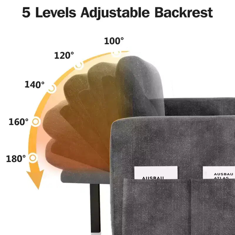 Sofá cama extraíble 2 en 1 con chaise longue con almacenamiento, sofá seccional de chenilla en C con puertos USB para sala de estar